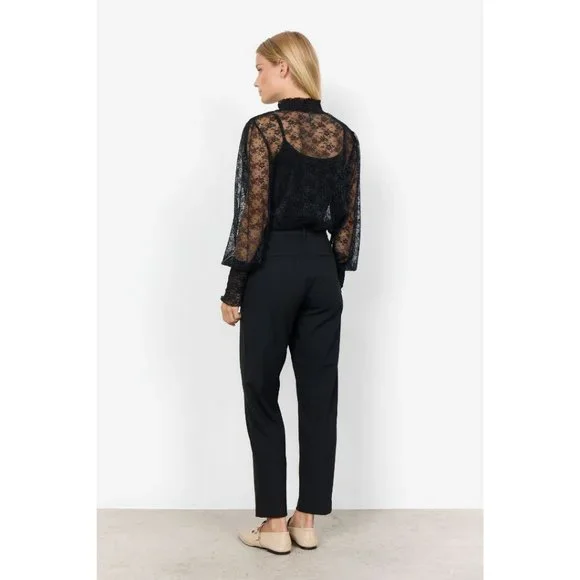 NWT SOYA CONCEPT Vallie Black Lace Longsleeve Top - Picture 3 of 5